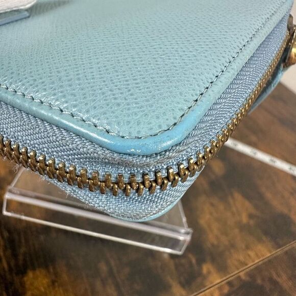 Valentino Garavani Light Blue Saffiano Leather Zip Around Wallet - Picture 5 of 10